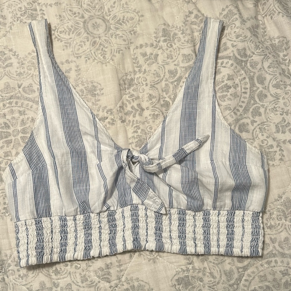 Blue and white crop top